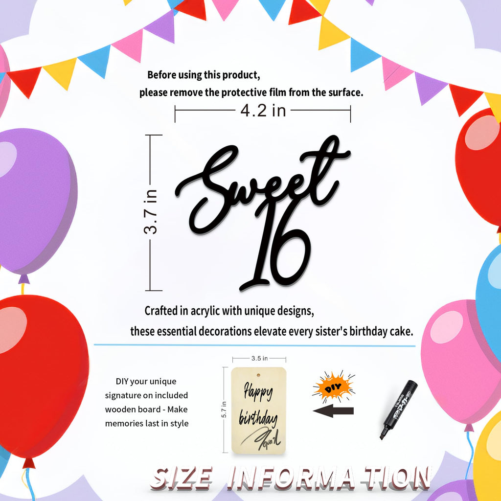 Cutylight Sweet 16 Cake Topper – Elegant Happy 16th Birthday Decor