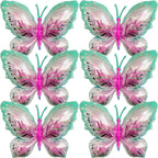 CUUSNNY 6 Pcs Butterfly Balloons – 40 Inch Pink Green Gradient for Garden Party & Wedding