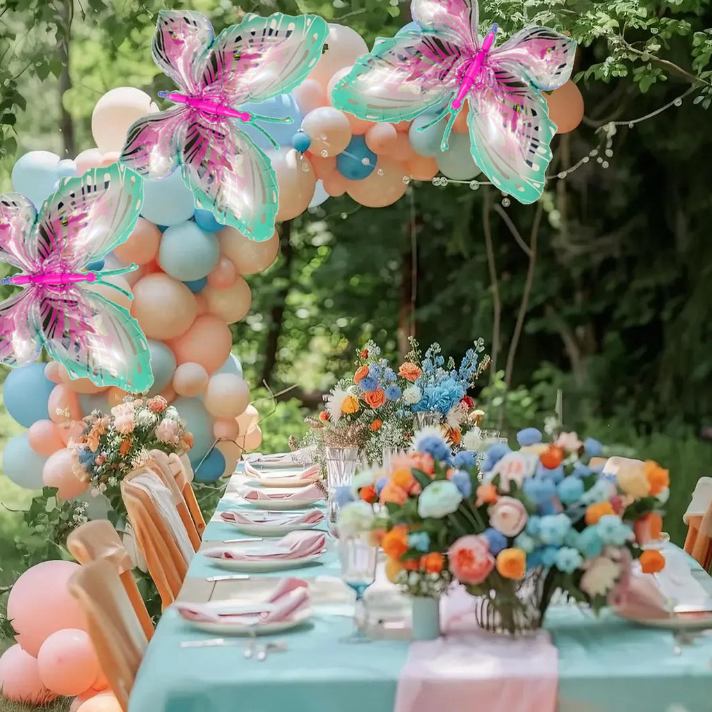 CUUSNNY 6 Pcs Butterfly Balloons – 40 Inch Pink Green Gradient for Garden Party & Wedding