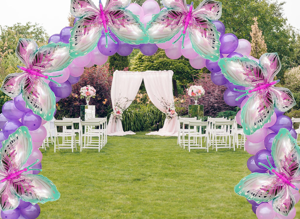CUUSNNY 6 Pcs Butterfly Balloons – 40 Inch Pink Green Gradient for Garden Party & Wedding