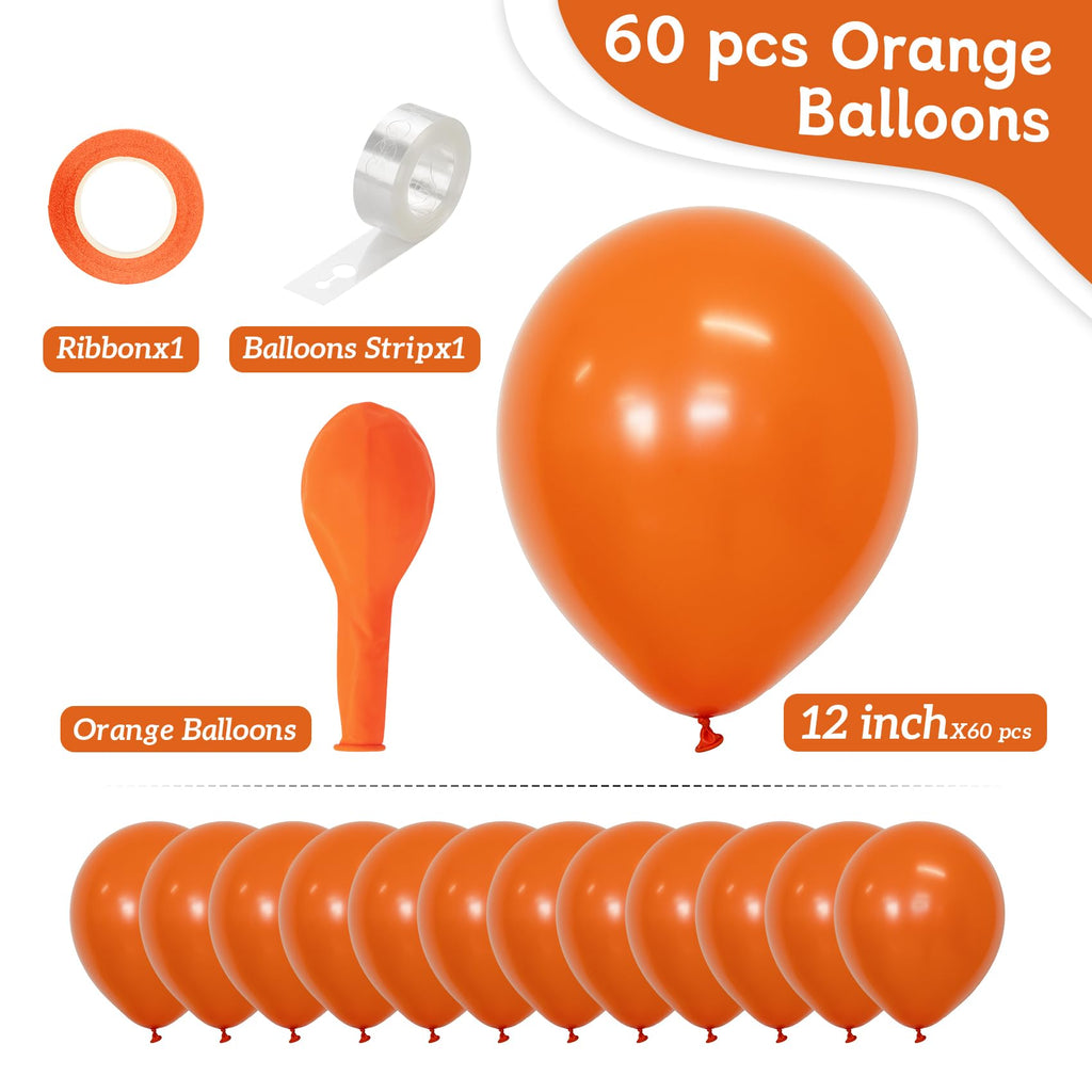 CVPARTYON Orange Balloons — 60 Pack, 12-Inch Latex for Party Decor and Garland