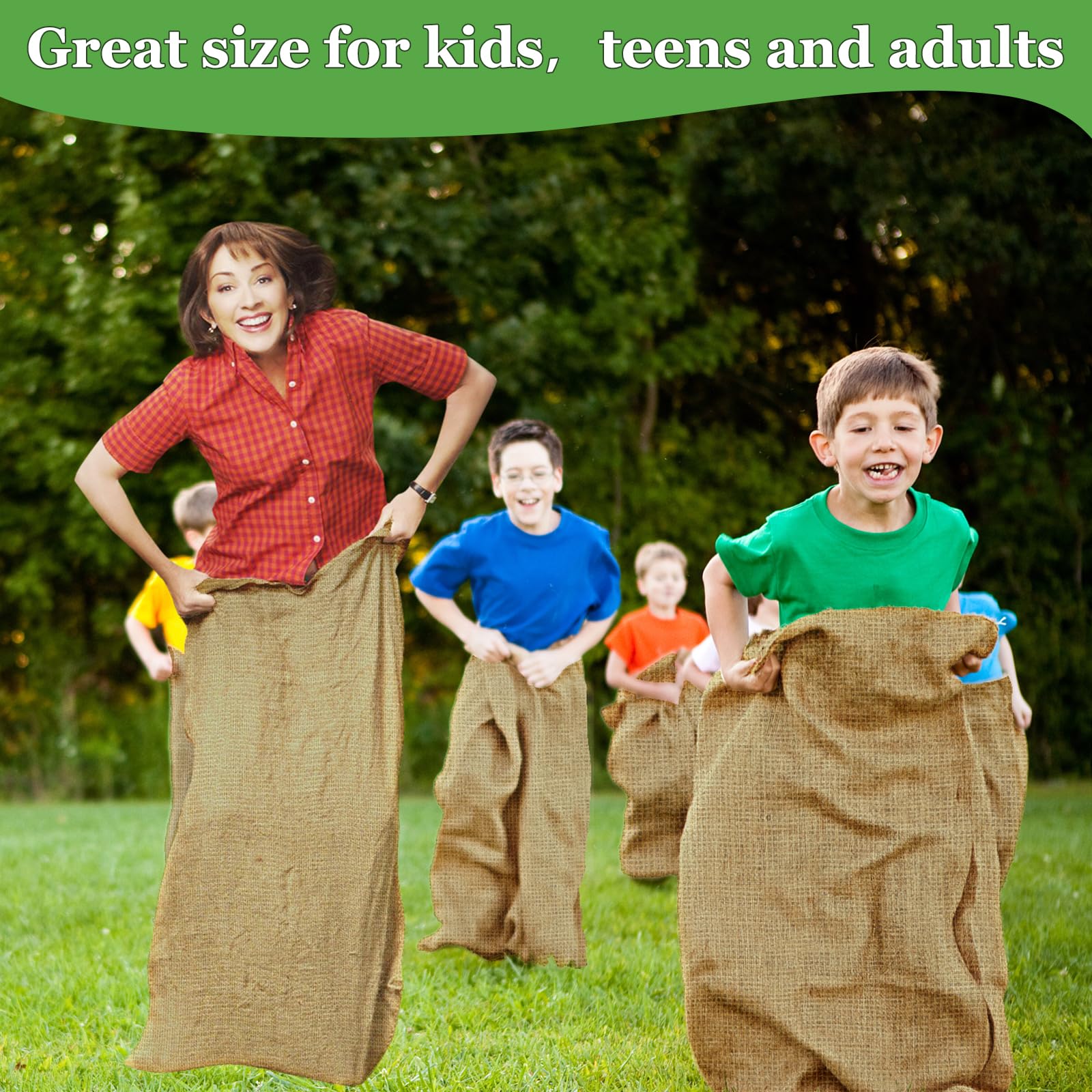 CWLAKON 6-Pack Large Burlap Sack Race Bags for Kids & Adults – Outdoor Field Day & Party Games
