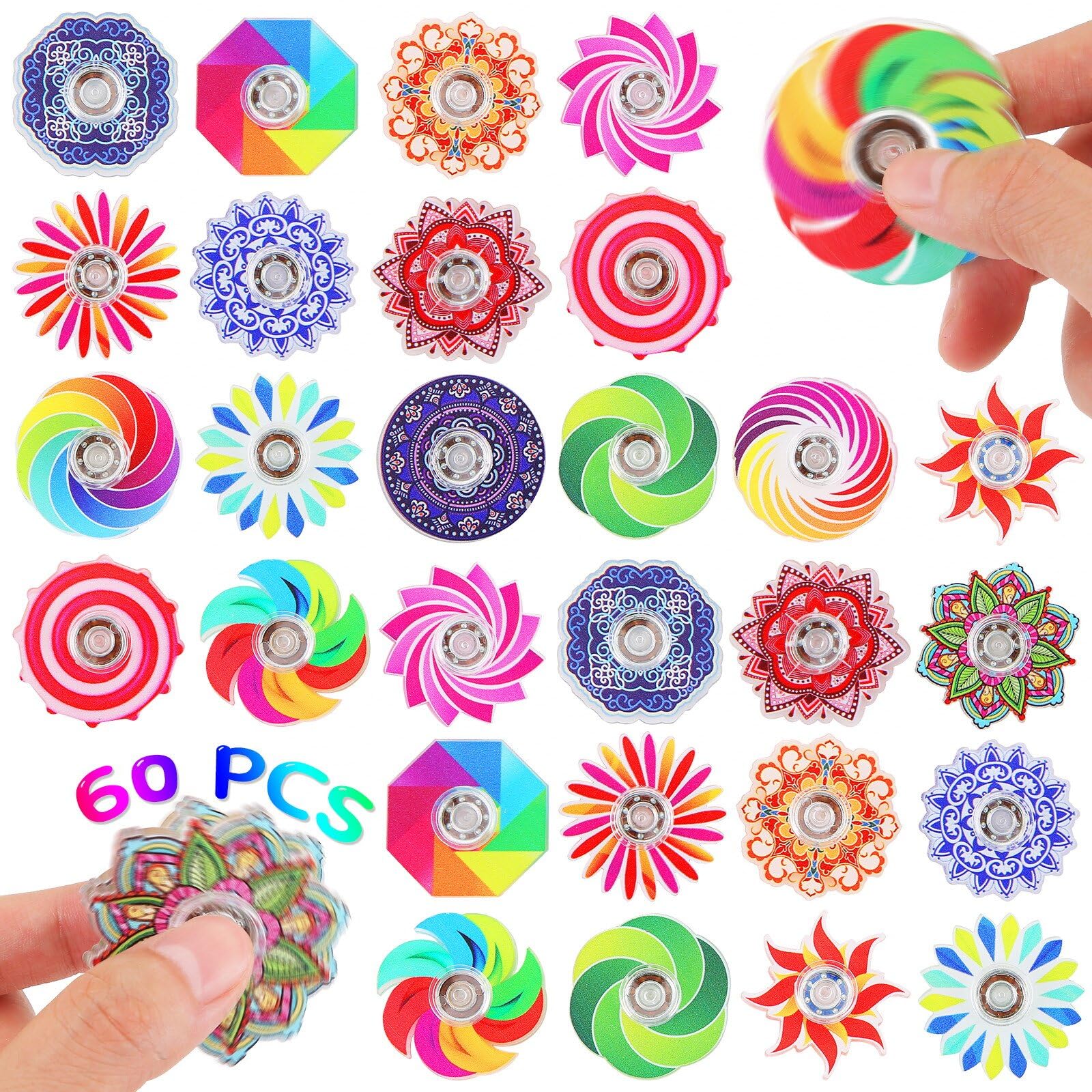 Cymeray 60er-Pack Mini-Fidget-Spinner – verschiedene Farben, Großpackung für Partygeschenke & Klassenpreise