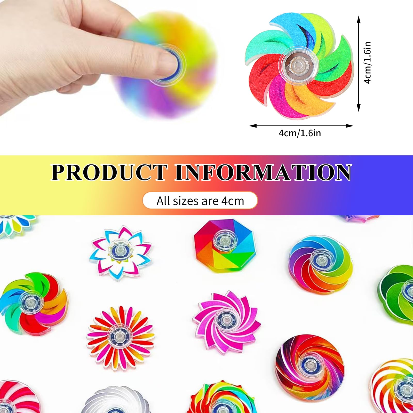 Cymeray 60er-Pack Mini-Fidget-Spinner – verschiedene Farben, Großpackung für Partygeschenke & Klassenpreise