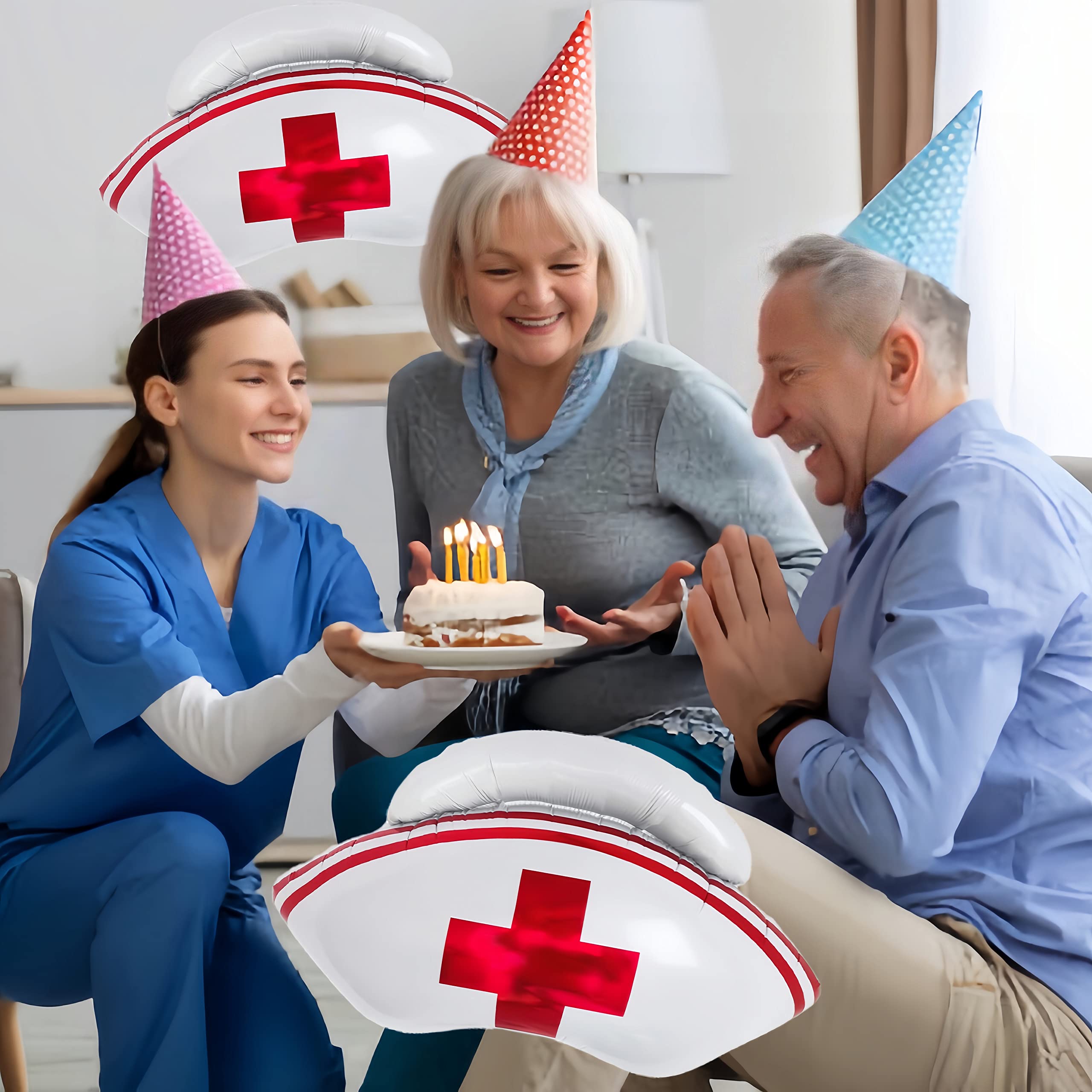 CYMYLAR Nurse Cap Balloons 3-Pack – Graduation Decorations for Nurses & Nursing School Celebrations