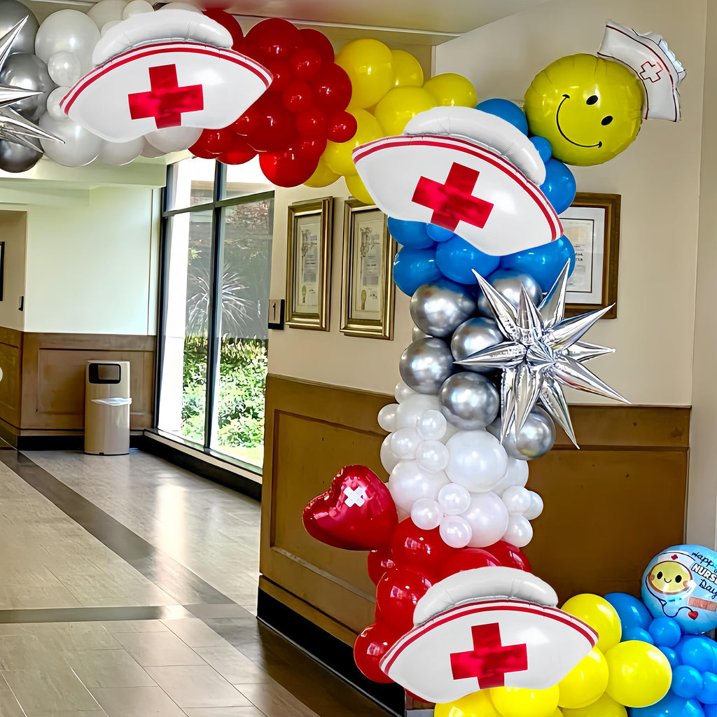 CYMYLAR Nurse Cap Balloons 3-Pack – Graduation Decorations for Nurses & Nursing School Celebrations