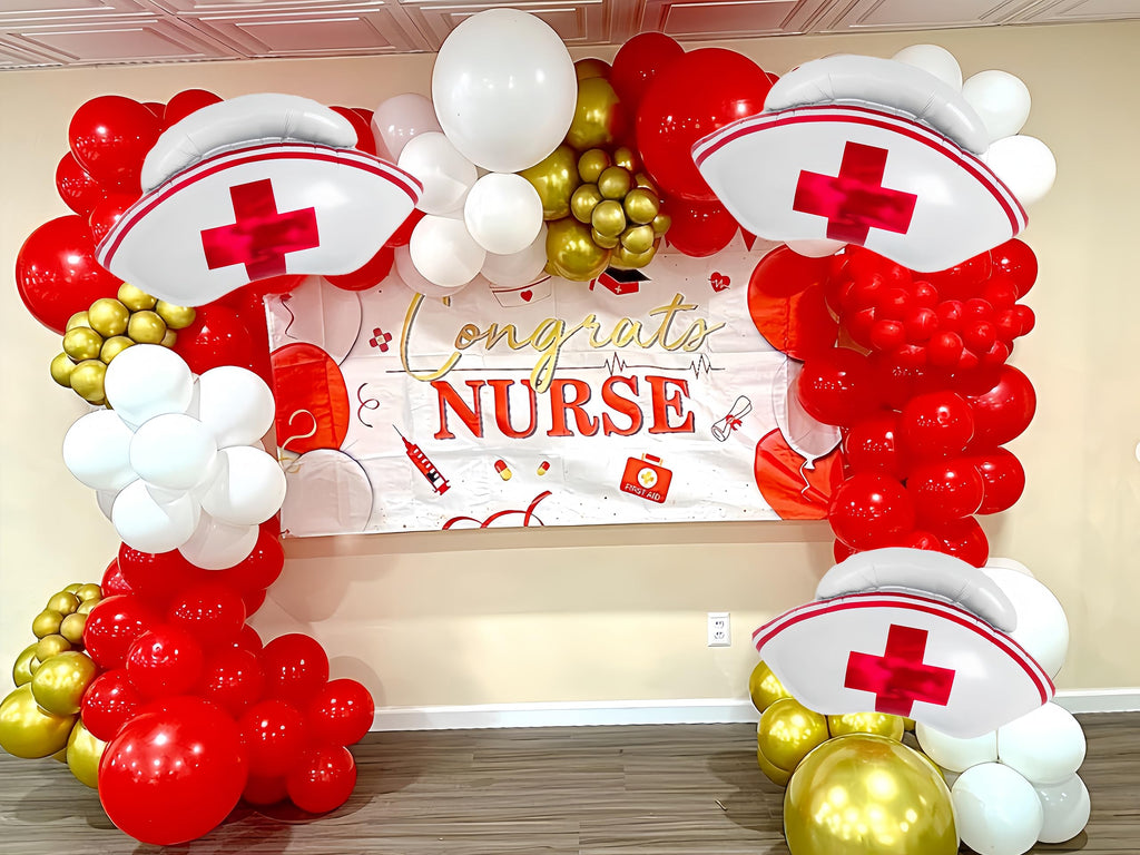 CYMYLAR Nurse Cap Balloons 3-Pack – Graduation Decorations for Nurses & Nursing School Celebrations