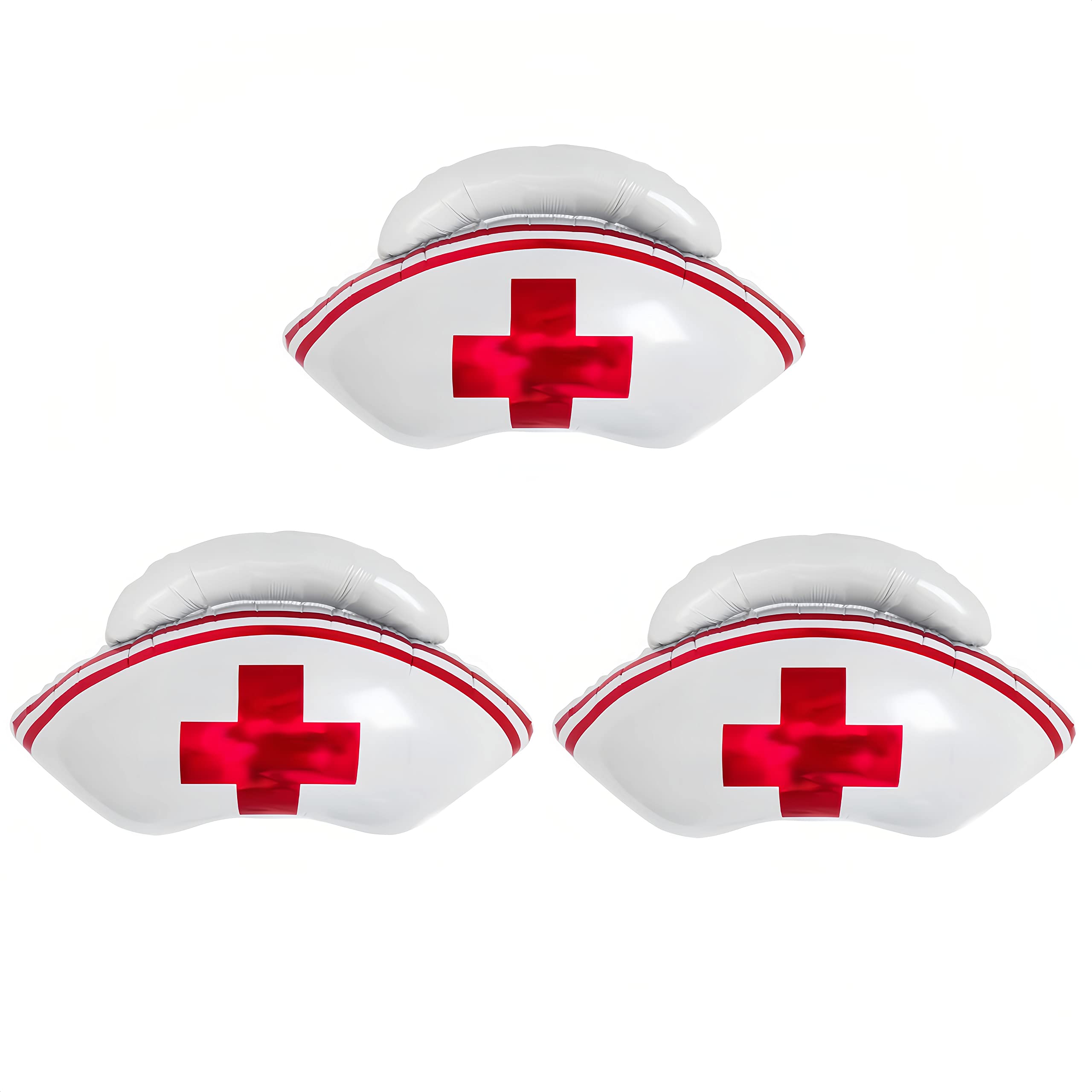 CYMYLAR Nurse Cap Balloons 3-Pack – Graduation Decorations for Nurses & Nursing School Celebrations