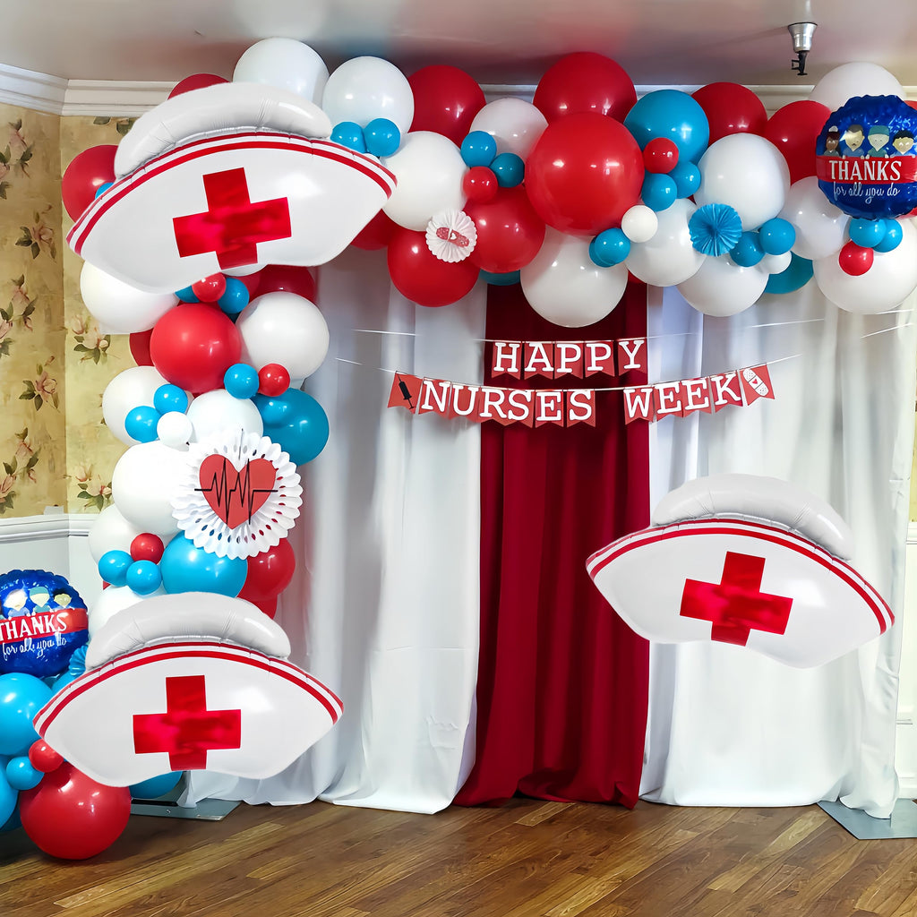 CYMYLAR Nurse Cap Balloons 3-Pack – Graduation Decorations for Nurses & Nursing School Celebrations