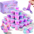 D'ALBA 48 Pack Mini Galaxy & Mermaid Slime Cups – Soft, Non-Stick Party Favors & Classroom Prizes