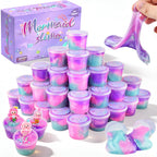 D'ALBA 48 Pack Mini Galaxy & Mermaid Slime Cups – Soft, Non-Stick Party Favors & Classroom Prizes