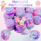 D'ALBA 48 Pack Mini Galaxy & Mermaid Slime Cups – Soft, Non-Stick Party Favors & Classroom Prizes