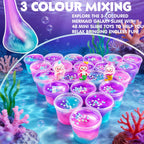 D'ALBA 48 Pack Mini Galaxy & Mermaid Slime Cups – Soft, Non-Stick Party Favors & Classroom Prizes