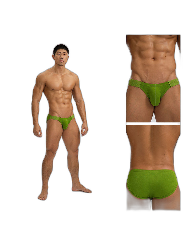 2 Pack Men's Solid Color Low Rise Sweat-Absorbent Large U-Shaped Small Pocket Briefs