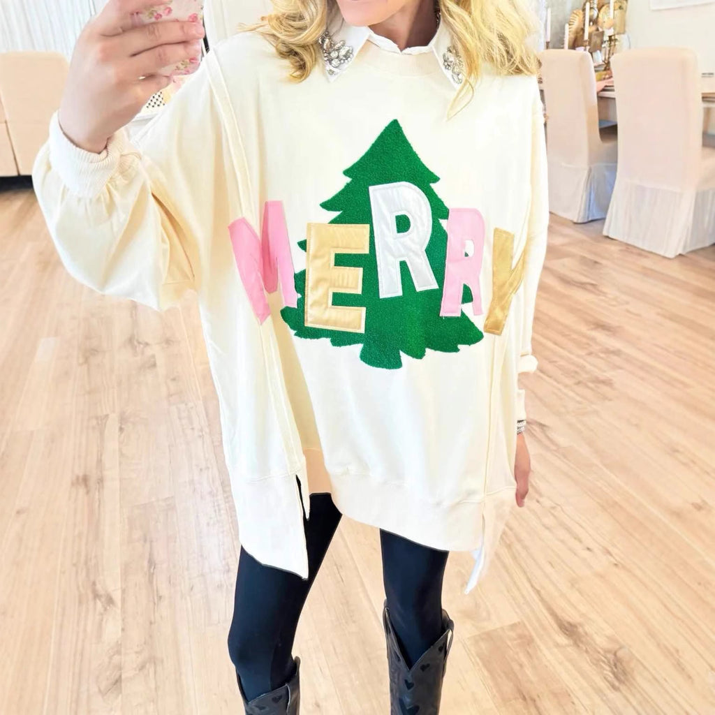 Women's Printed Casual Loose-fit Patchwork Crew Neck Sweater