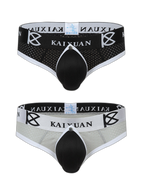 2 Pack Men's Breathable Mesh Removable U-Shaped Pocket Thongs