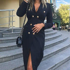 Women's Elegant Double Breasted Sheath Dress