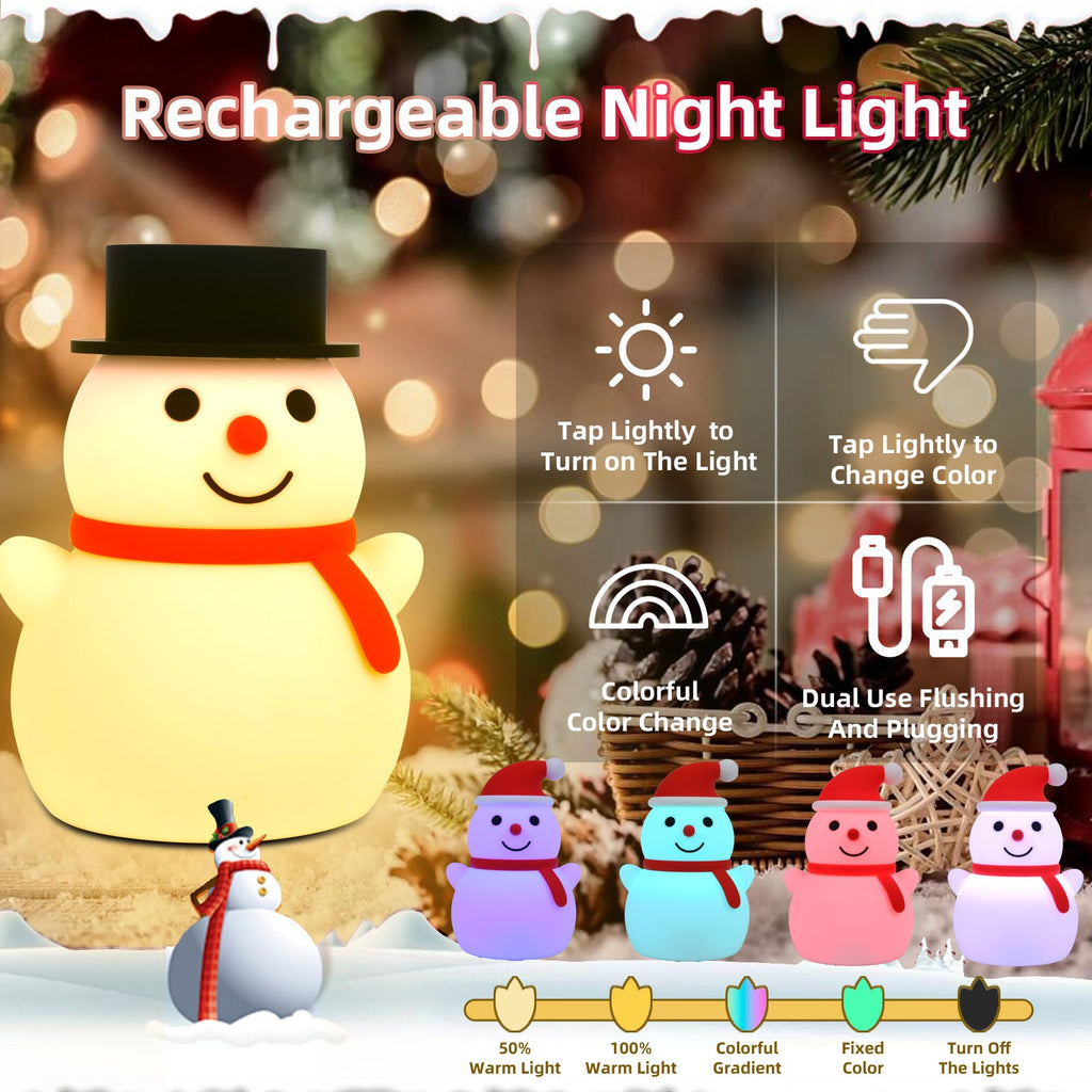 Christmas Snowman Silicone Touch Lamp with Remote Control - Color Changing LED Night Light