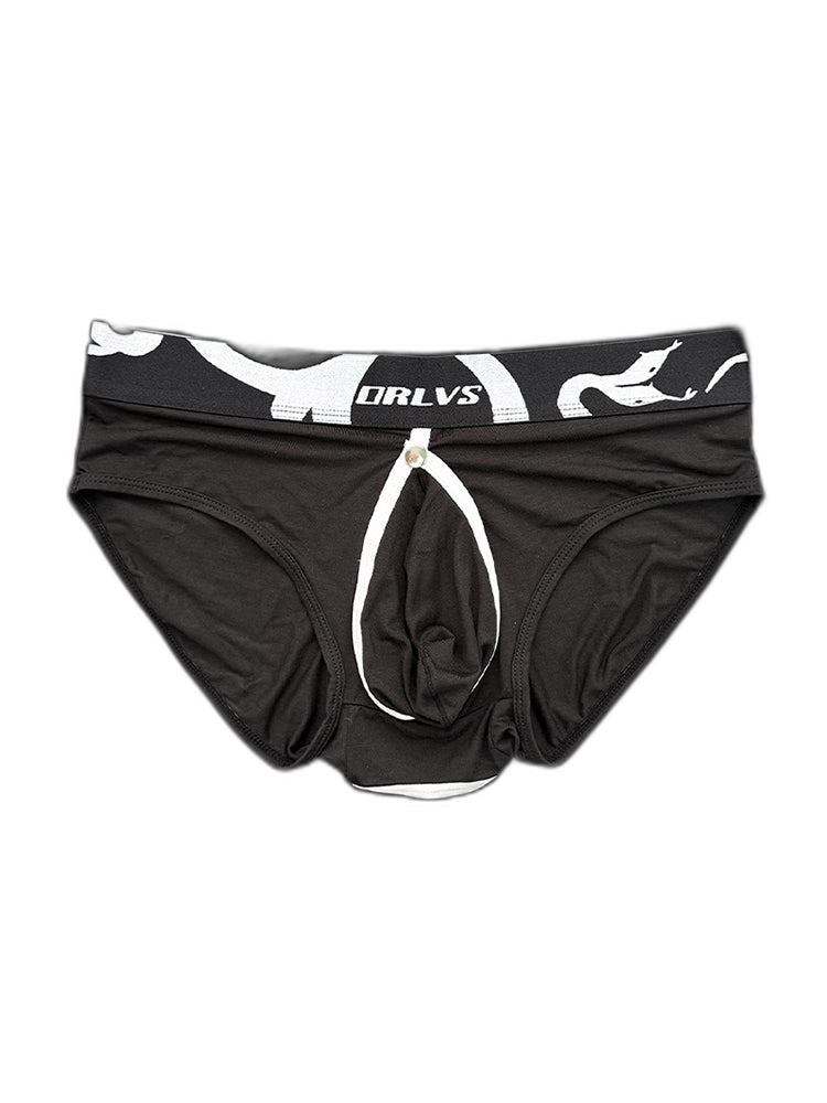 2 Pack Men's Detachable Pouch Open-Crotch Breathable Modal Soft Briefs