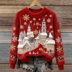 Women's Christmas Crew-neck Patterned Top