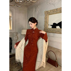 Women's New Chinese-style Jacquard Red Modified Cheongsam Dress