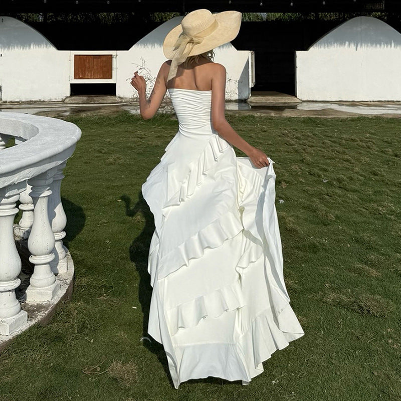 Women's Irregular Hemline Elegant And Sophisticated Tube Dress