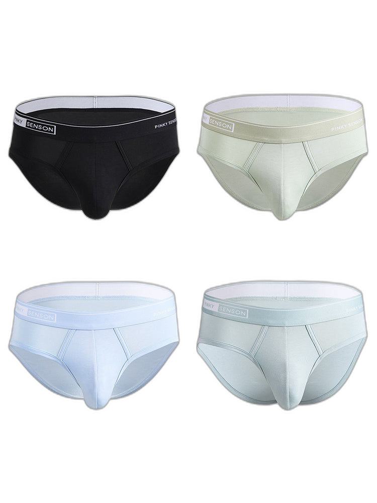 4 Pack Men's Modal Skin-Friendly Solid Color Mid-Rise Briefs