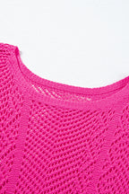 Green Pointelle Knit Scallop Trim Blouse Women UK