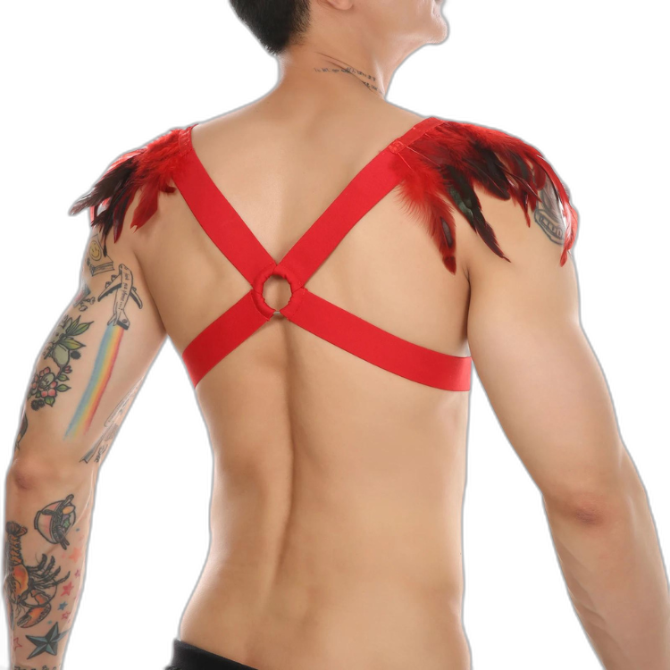 Men's Feather Decorative Harness Strap