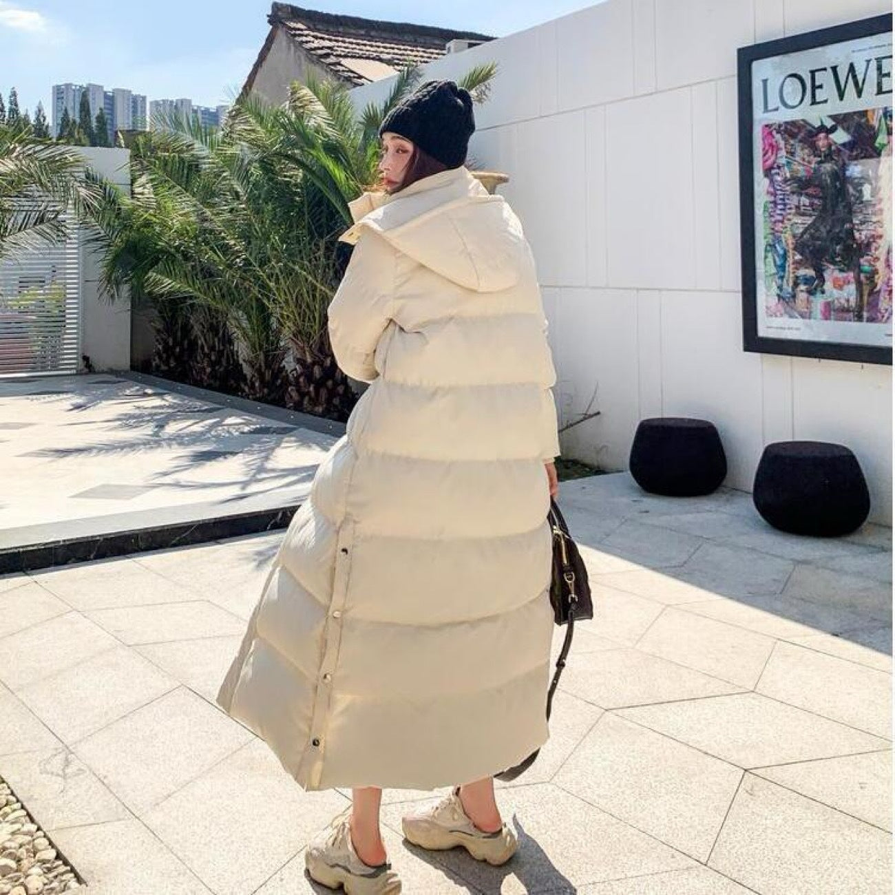 Women's Loose-fitting Padded Long Below-the-knee Cotton Coat