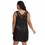 Womens Hand-Crocheted Patchwork Vest Dress Beach Bikini Cover-Up