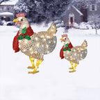 Decorated Christmas Lantern Chicken With Scarf Garden Ground Insert