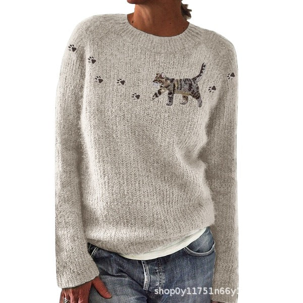 Sweet And Casual Women's Crew-neck Sweatshirt With Print