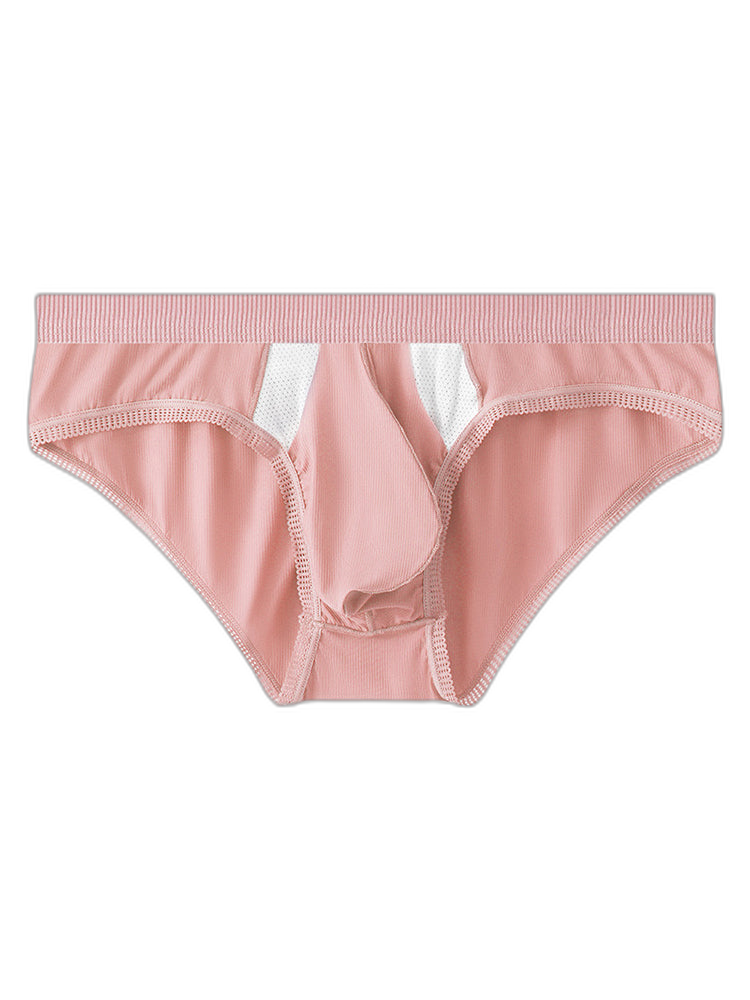 3 Pack Men's Low-Rise Ice Silk High-Stretch U-Convex Large Pouch Briefs