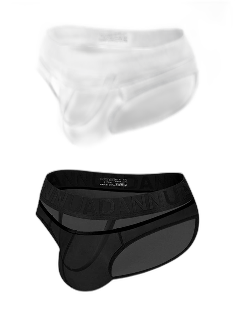 2 Pack Men's Stretch Solid Color Sexy Crotch Single-Layer Briefs