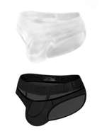 2 Pack Men's Stretch Solid Color Sexy Crotch Single-Layer Briefs