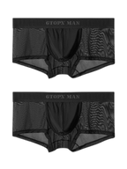 2-Pack Men's Breathable Mesh Ice Silk U-convex Low Waist Boxer Briefs