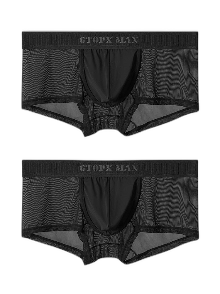 2-Pack Men's Breathable Mesh Ice Silk U-convex Low Waist Boxer Briefs