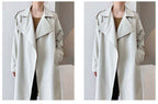 Temperament British Mid Length Over The Knee Windbreaker Women Loose Korean Style Jacket