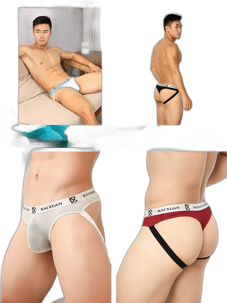 3 Pack Men's Mesh Thong with Stretch & Breathable 3D Support Pouch