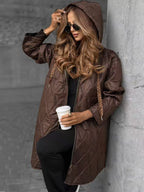 Women's Casual Lightweight Diamond-Quilted Hooded Jacket