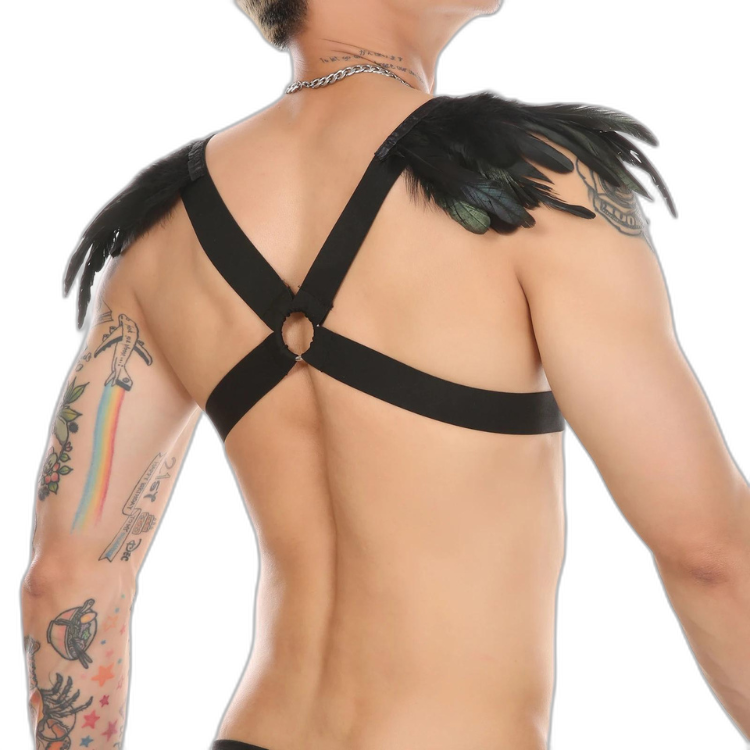 Men's Feather Decorative Harness Strap