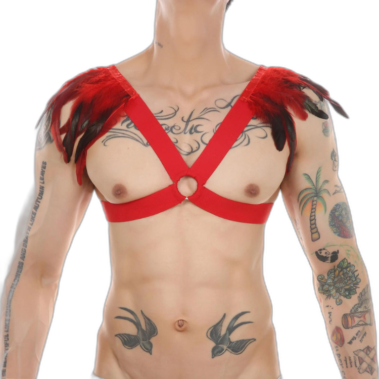 Men's Feather Decorative Harness Strap