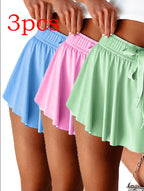 Minimal Versatile High Waist Pleating Lace-up Casual Shorts