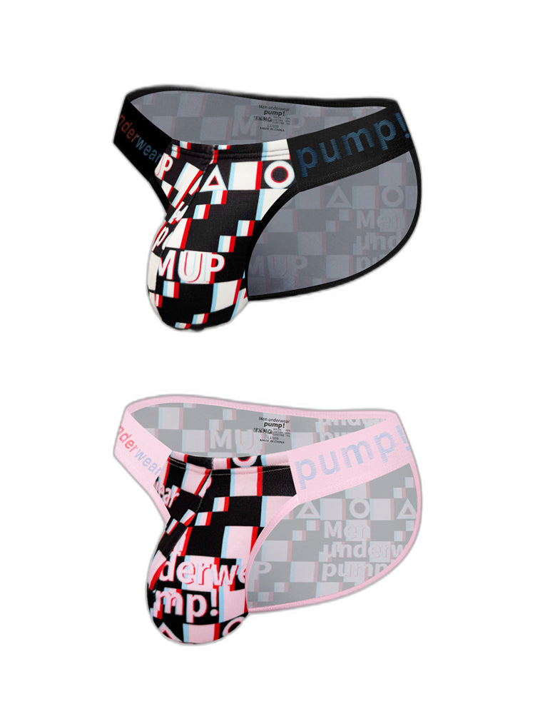 2 Pack Men's Breathable Alphabet-Print Expanded Pouch Briefs