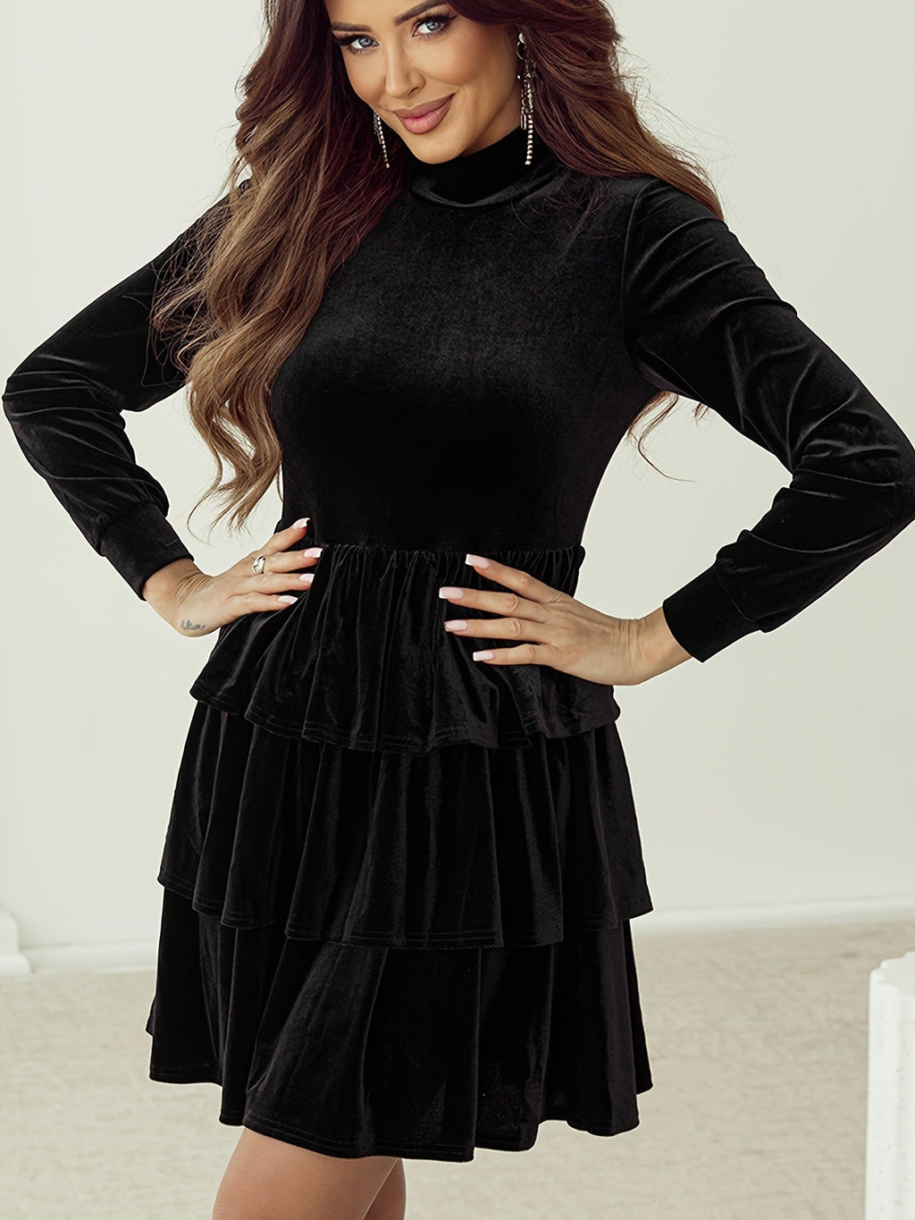 Solid-color High-waist Dress Women's Pleated Skirt