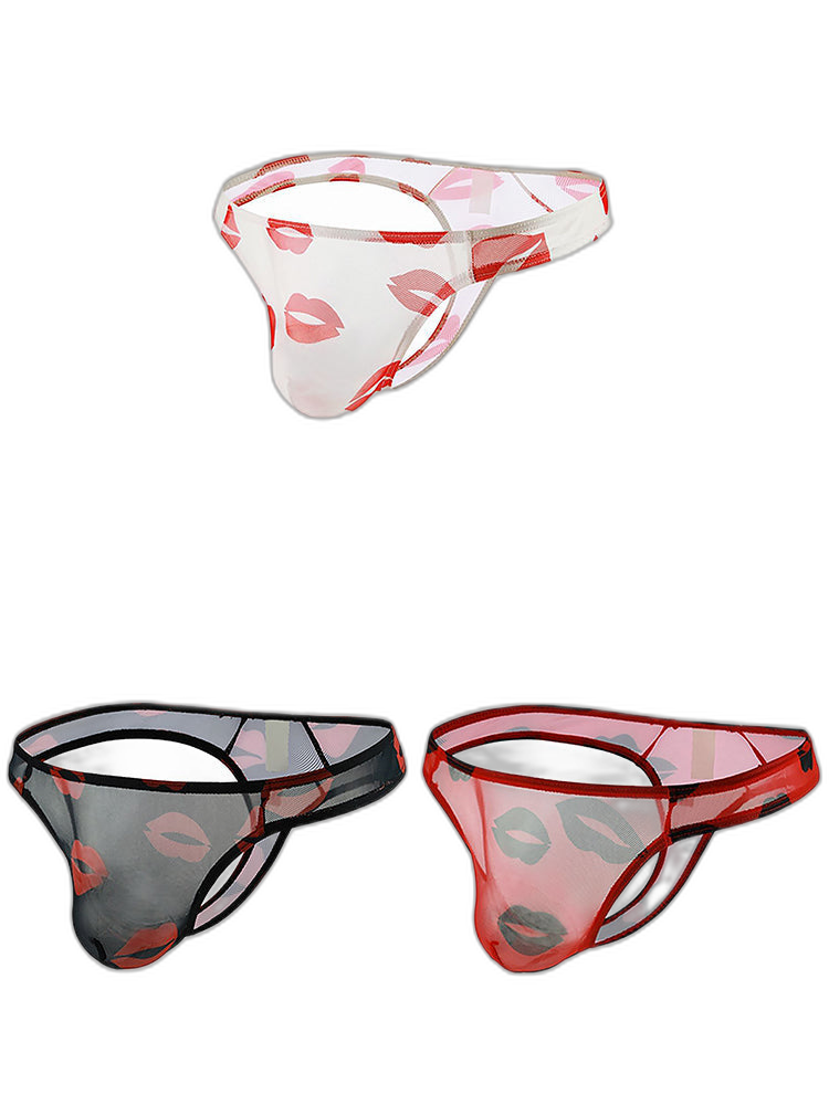 3 Pack Sexy Print Low-rise Thongs for Men