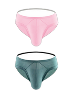 2 Pack Men's Low Rise Back Hollow 3D U-convex Large Pouch T-Back Briefs
