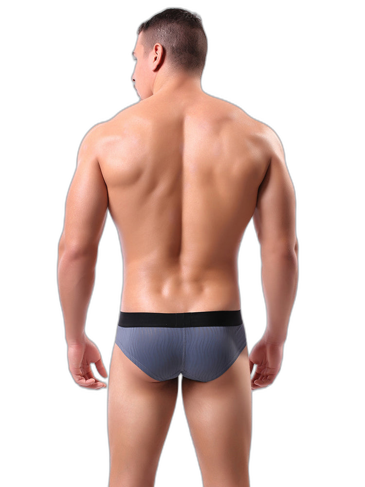 3 Pack Men's Striped U-Pouch Breathable Casual Briefs