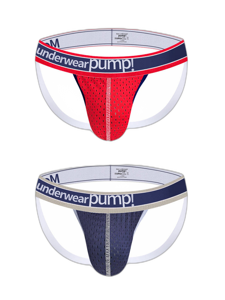 2 Pack Men's Sexy Elastic Waist Micro Mesh Cup Thong